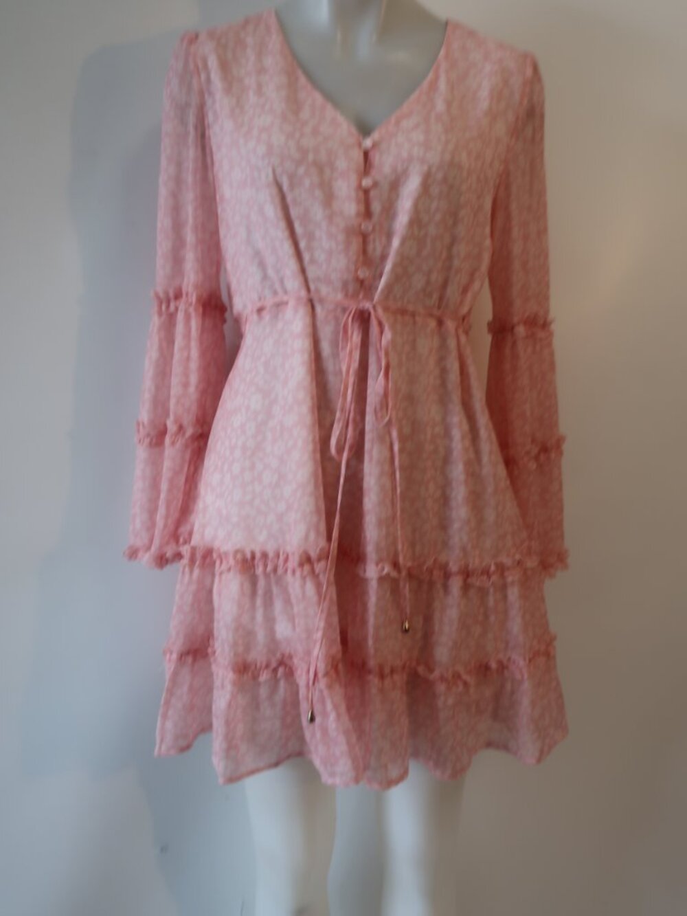 Womens Cupshe Pink Floral Print Long Sleeve Dress S - Picture 3 of 12
